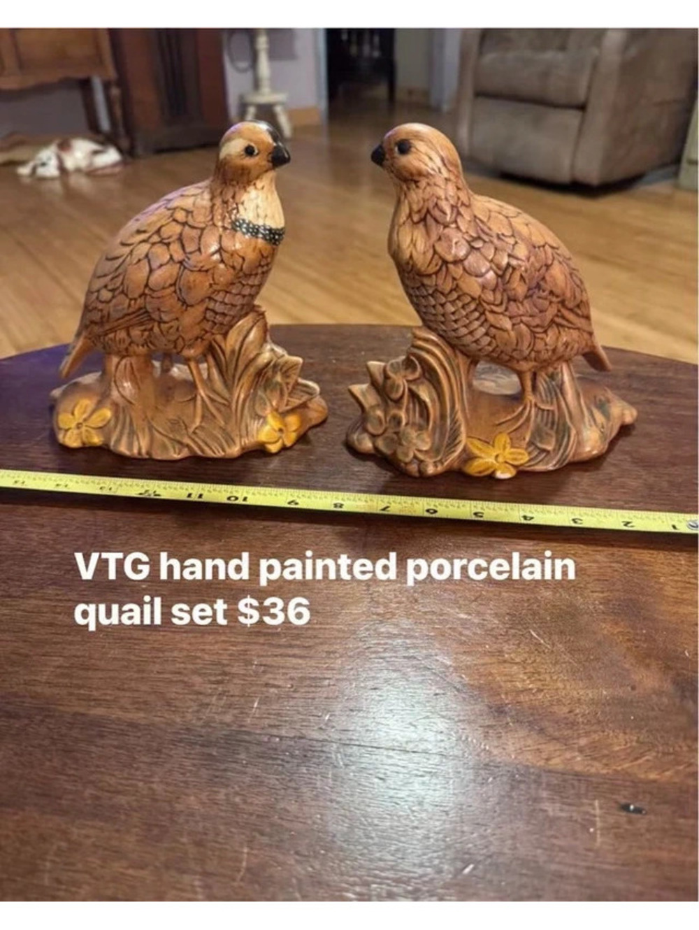 Vintage Handpainted Porcelain Quail set